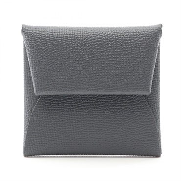 HERMES Bastia Coin Purse Wallet W Epsom Leather Gris Misty Gray SHW New Women