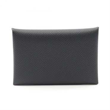 HERMES Calvi Coin Purse Wallet B Epsom Leather Black SHW Used Women