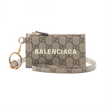 GUCCI × BALENCIAGA Hacker Project GG Supreme Card Case 681706 Canvas Beige Used