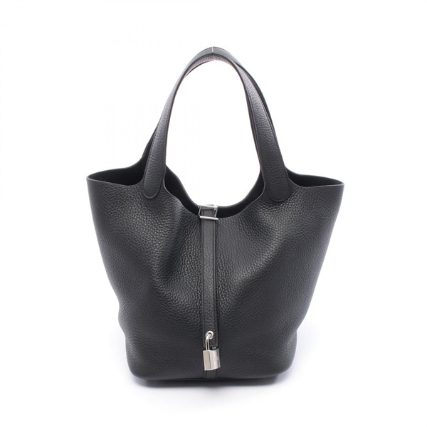 HERMES Picotin Lock MM Handbag Clemence leather Black Used Women K SHW