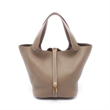 HERMES Picotin Lock MM Hand Tote Bag K Taurillon Clemence Etoupe GHW Used Women