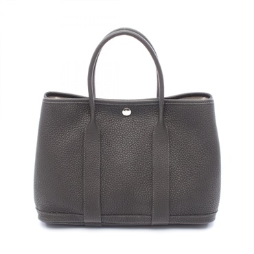 HERMES Garden Party TPM Hand Tote Bag K Negonda Leather Gray SHW Used Women