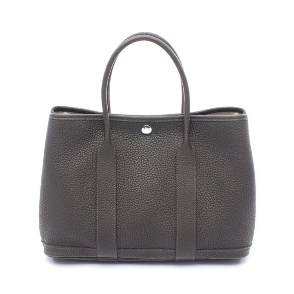 HERMES Garden Party TPM Hand Tote Bag K Negonda Leather Gray SHW Used Women