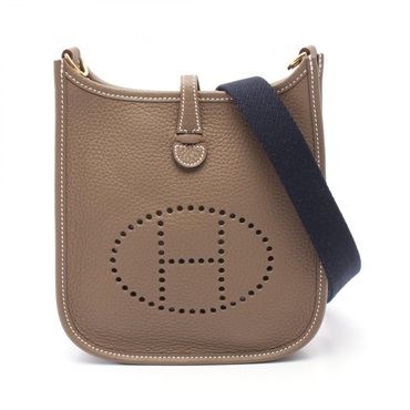 HERMES Evelyne TPM crossbody Shoulder Bag K Taurillon Clemence Brown Etoupe GHW
