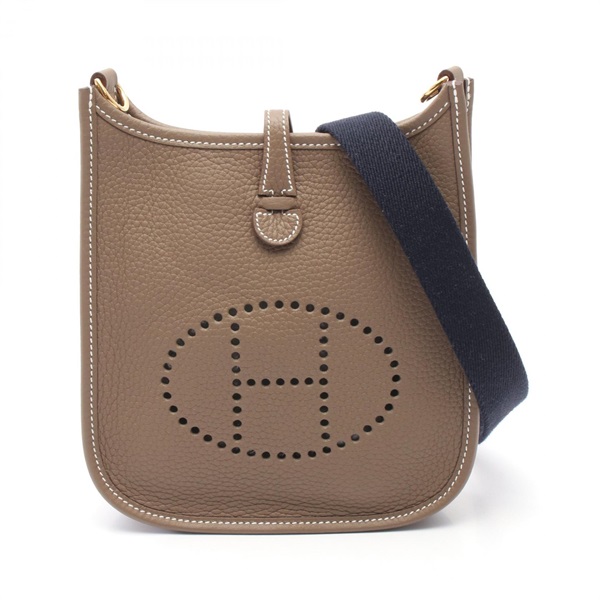 HERMES Evelyne TPM crossbody Shoulder Bag K Taurillon Clemence Brown Etoupe GHW