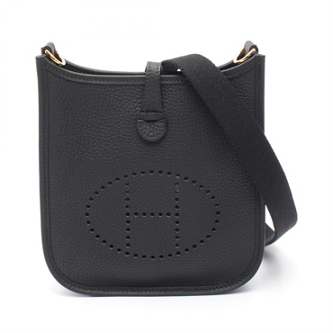 HERMES Evelyne TPM crossbody Shoulder Bag C Taurillon Clemence Black Noir GHW
