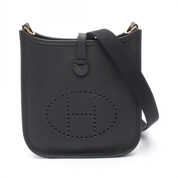 HERMES Evelyne TPM crossbody Shoulder Bag C Taurillon Clemence Black Noir GHW