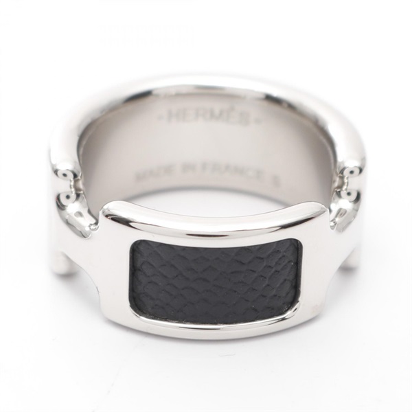 HERMES Olympe PM Ring Stainless Steel Black Used unisex US size 6.25