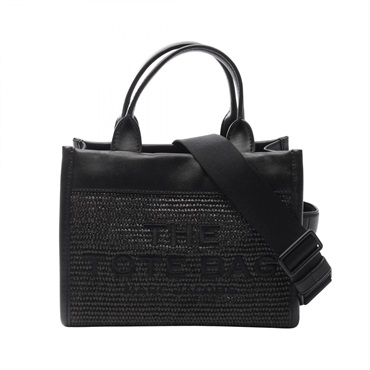 MARC JACOBS The Woven Tote shoulder Bag 2P3HTT052H02 leather Cotton Black Used