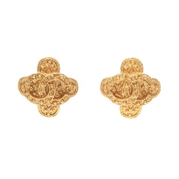 CHANEL COCO Mark Clip-on Earrings Gold Plated Used women CC