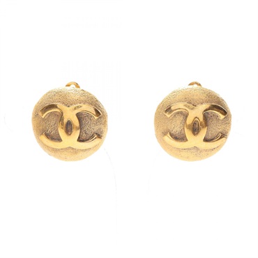 CHANEL COCO Mark Clip-on Earrings Gold Plated Used women CC