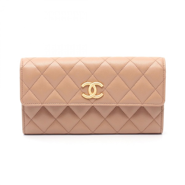 CHANEL Matelasse long flap wallet AP3517 Grained calfskin Pink Used Women GHW CC