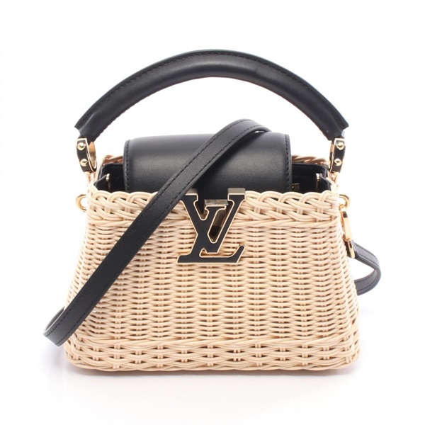 LOUIS VUITTON Capucine MINI Shoulder Handbag M26003 leather Rattan Beige Black