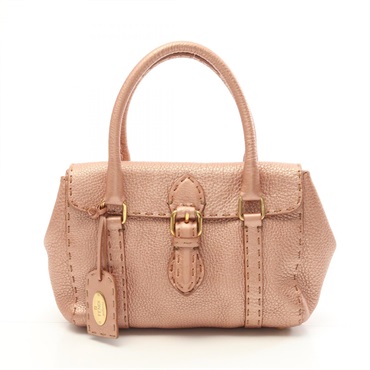 FENDI Selleria Mini Linda Handbag leather metallic pink Used Women