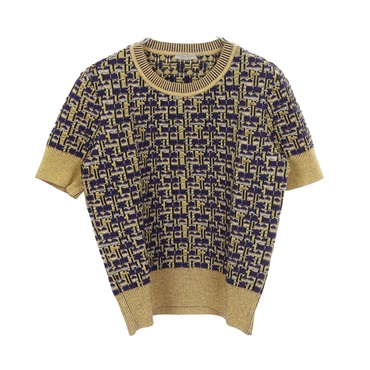 BOTTEGA VENETA knit 504394 wool Sweater Rayon polyester Yellow Purple #42 Women