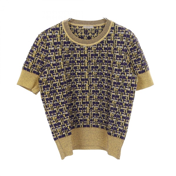 BOTTEGA VENETA knit 504394 wool Sweater Rayon polyester Yellow Purple #42 Women
