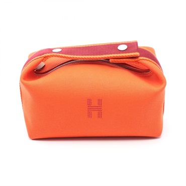 HERMES Bride a Brac PM Handbag Pouch Canvas Orange Feu Bordeaux NEW SHW