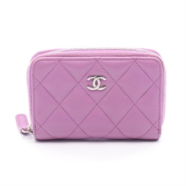 CHANEL Classic Zip Coin Purse Matelasse AP0216 leather Purple Used Women CC