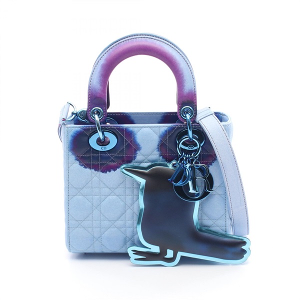 Christian Dior DIOR LADY ART#7 Shoulder Handbag leather Blue Purple Used Women