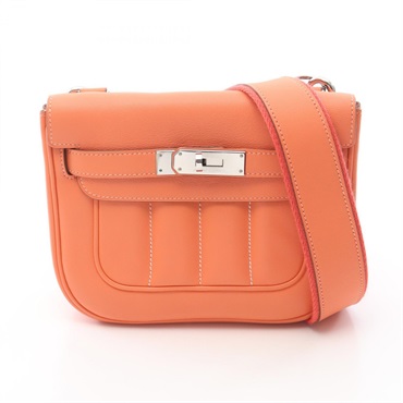 HERMES Berline Mini Shoulder Bag Q Swift leatherr Orange Crevette Used SHW
