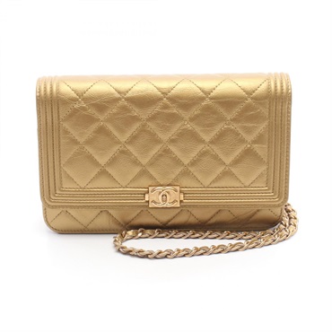 CHANEL Boy chanel Wallet On Chain shoulder bag leather GHW Used Women COCO CC