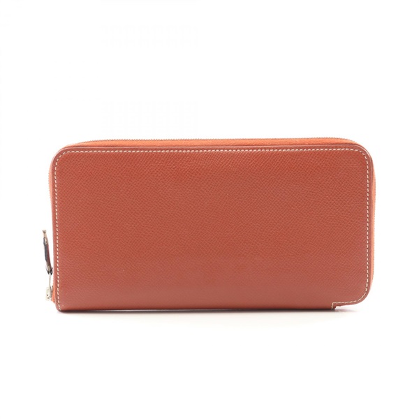 HERMES Azap long silk in round long wallet Epsom leather Brown Brique Used SHW