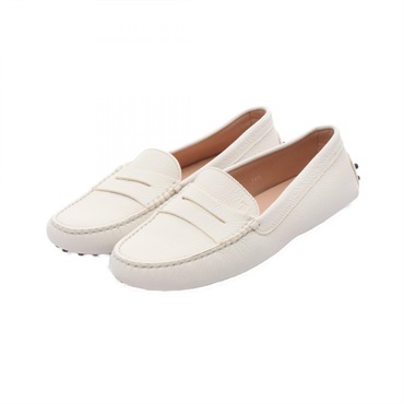 TOD'S loafers Flat Shoes leather White Size 38.5 Used Women