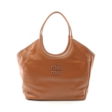 Miu Miu Ivy Large Tote Hand Shoulder Bag 5BG286 leather Brown Used Women