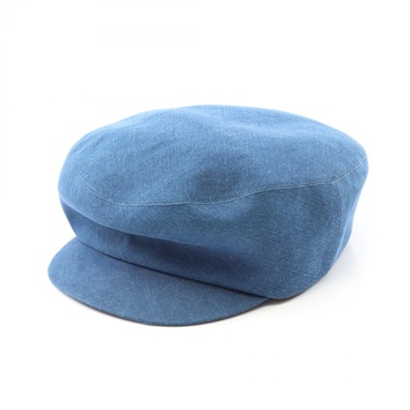 HERMES Newsboy Hat cap Denim Linen Blue Used Women size 59