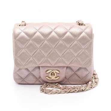 CHANEL Mini Matelasse Chain Shoulder Bag A35200 leather Pink GHW Used Women COCO