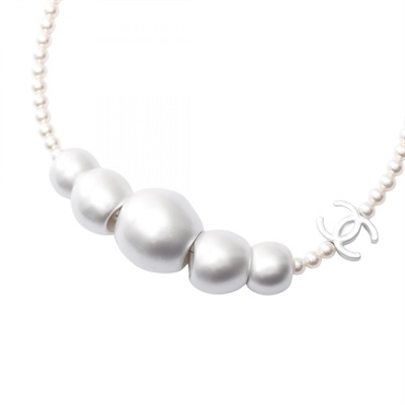 CHANEL COCO Mark Necklace choker Stainless Steel Artificial pearl Used women CC