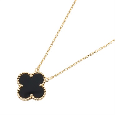 Van Cleef & Arpels Vintage Alhambra Necklace Onyx 18KYG Yellow Gold Used women