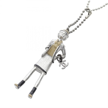 CHANEL Mademoiselle Necklace pendant Stainless Steel Used women COCO CC