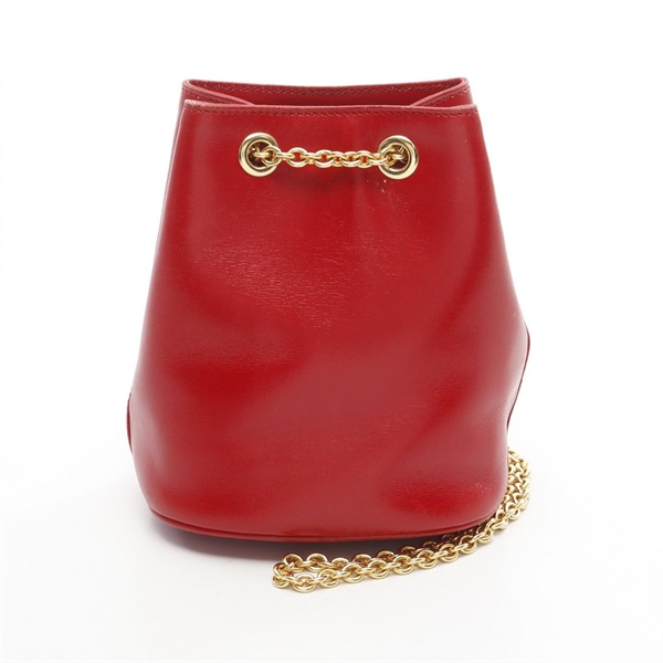 CELINE Chain Shoulder Bag leather Red Used Women