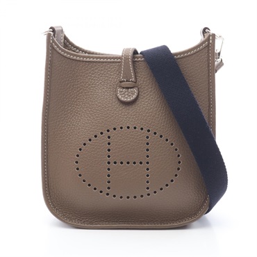 HERMES Evelyne TPM Shoulder Bag U Clemence leather Etoupe Grey Used SHW Women