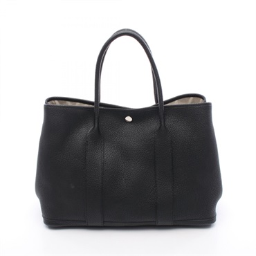 HERMES Garden party PM Tote Hand Bag Negonda leather Black Used Women U SHW
