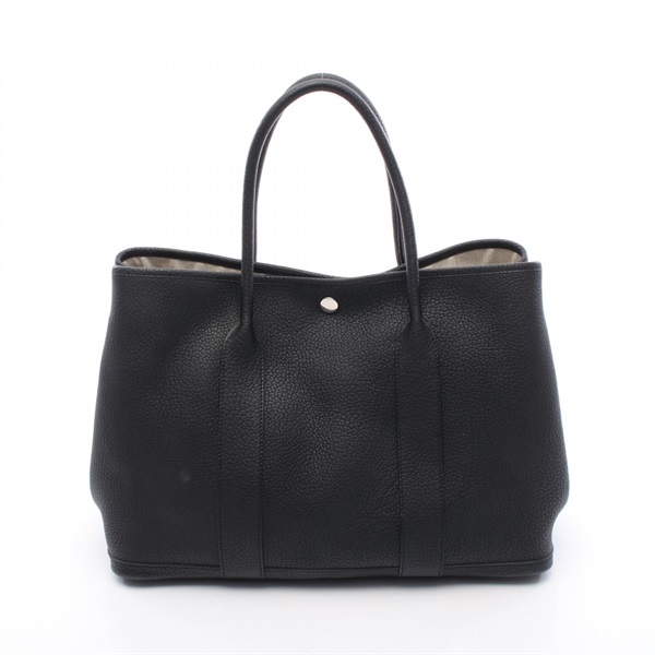 HERMES Garden party PM Tote Hand Bag Negonda leather Black Used Women U SHW
