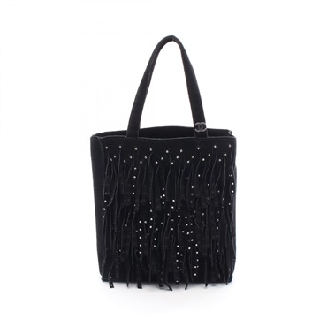 CHANEL COCO Mark Tote Hand Bag Suede Black Used Women CC SHW