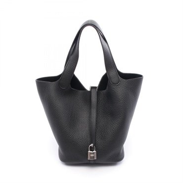HERMES Picotin Lock PM Tote Handbag K Clemence leather Black Noir Women