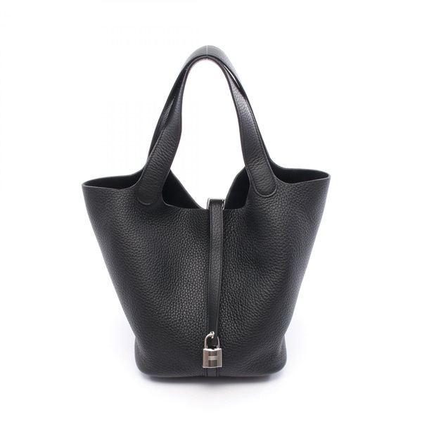 HERMES Picotin Lock PM Tote Handbag K Clemence leather Black Noir Women