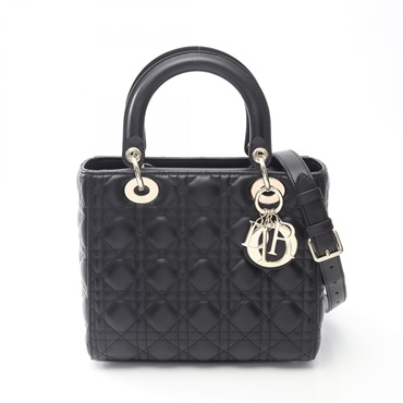 Christian Dior LADY DIOR Medium Shoulder Handbag Cannage M0565ONGE leather BK