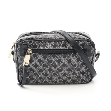 GHERARDINI Crossbody Shoulder Bag Canvas leather Black Used Women