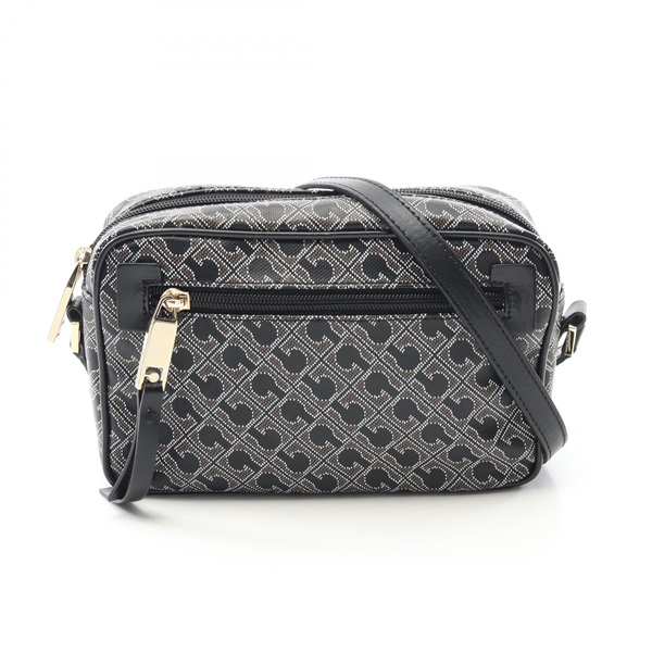 GHERARDINI Crossbody Shoulder Bag Canvas leather Black Used Women