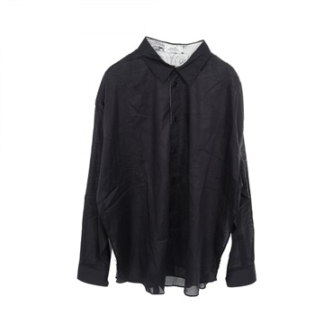 HERMES layered tops long sleeve cotton silk Navy Used mens #45