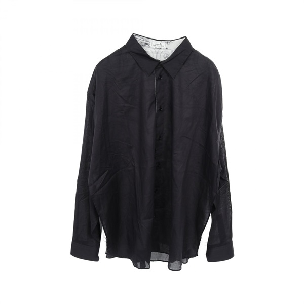 HERMES layered tops long sleeve cotton silk Navy Used mens #45