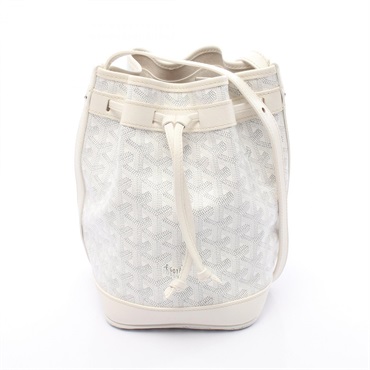 GOYARD Petit Flo Shoulder Bag crossbody canvas leather White Gray Used Women