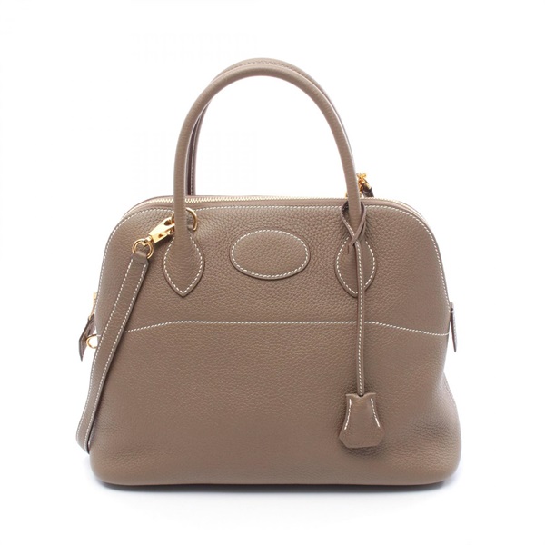 HERMES Bolide31 Shoulder Handbag Clemence leather Brown Etoupe Grey Used Z GHW