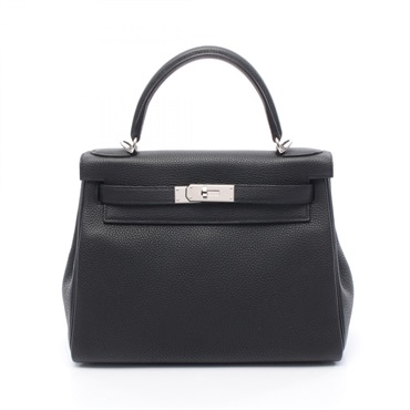 HERMES Kelly 28 Shoulder Handbag Togo leather Black Used Women SHW Y