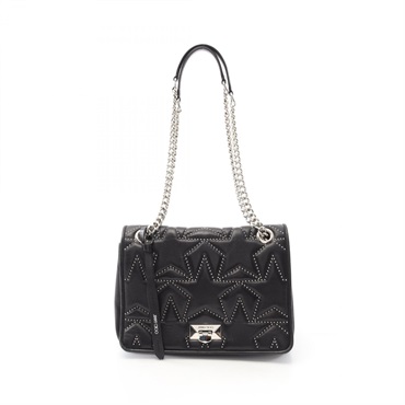 JIMMY CHOO Helia Chain Shoulder Bag leather Black Used Women