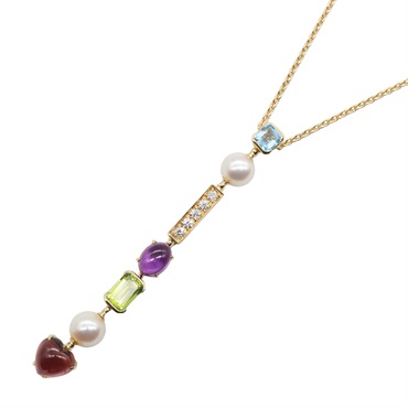 BVLGARI Allegra Multicolor Diamond Necklace 18KYG Yellow Gold Used women